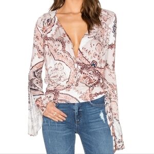 FREE PEOPLE Fiona Wrap Top in Ivory Combo